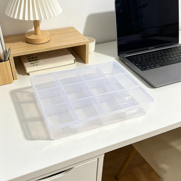 2PCS 12 Compartment Clear Storage Box Bead Jewelry Craft Organizer Container