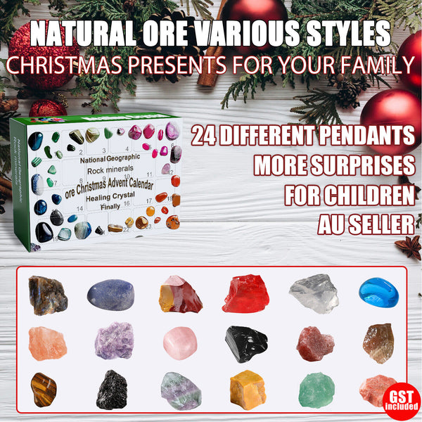 2024 Christmas Advent Calendar Xmas Blind Box Rock Ore Mineral Fossil Stone Kit