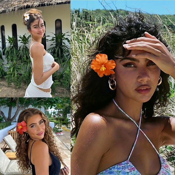 5X Sweet Style Plastic Flower Hair Claws Big Round Solid Color Foam Plumeria