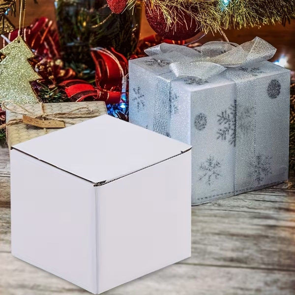 25PCS White Cardboard Gift Boxes Folding Cube Packaging Boxes Small Medium Large