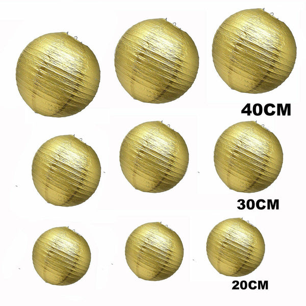 Gold Round Japanese Paper Lantern 20/30/40cm Party Passage Festival Decor