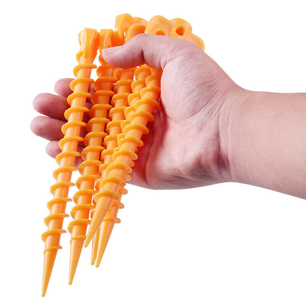 10PCS Screw Tent Pegs Ground Stakes Spiral Nails Plastic Tarp Outdoor Camping AU