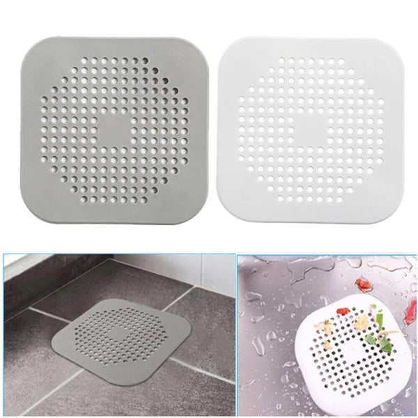 Square Drain Cover for Shower Drain Hair Catcher Flat Silicone Plug for Bath