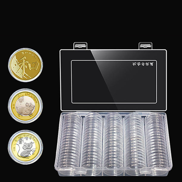 400x Dollar Coin Case Holder for Collectors Bar Plastic Round Coin with Storage