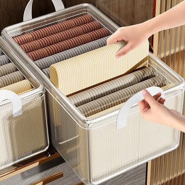 4pcs Transparent Clothes Storage Box Thickened Pants Basket Wardrobe Organizer