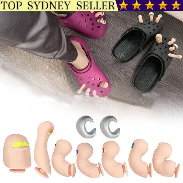 9x Funny Toe Shoe Charms Decors Silica Gel Croc Toes Clog Decoration Sandals New