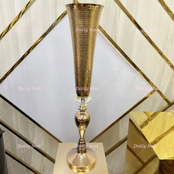 70cm Gold Crystal Mermaid Horn Vase Iron Centrepiece Flower Vase Party Wedding