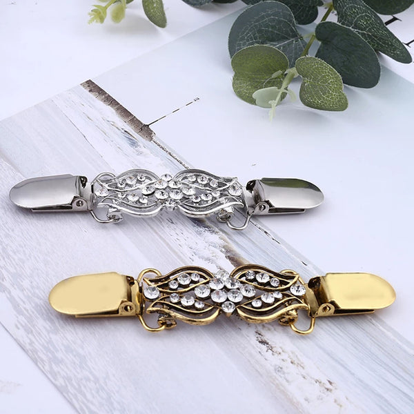 Cardigan Sweater Crystal Clips Pin Brooch Shawl Shirt Collar Buckles Scarf Clasp