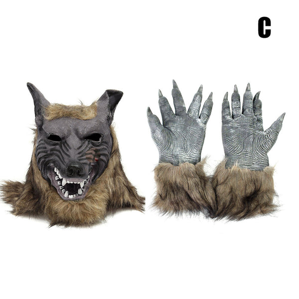 Wolf mask side profile with fur mane
