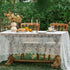 2PCS White Embroidered Lace Tablecloth Rectangle Vintage Floral Table Cover 150x305CM