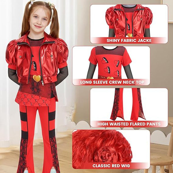 Descendants Costume Girls Kids – Rise of Red Book Week Cosplay Princess Dress with Wig