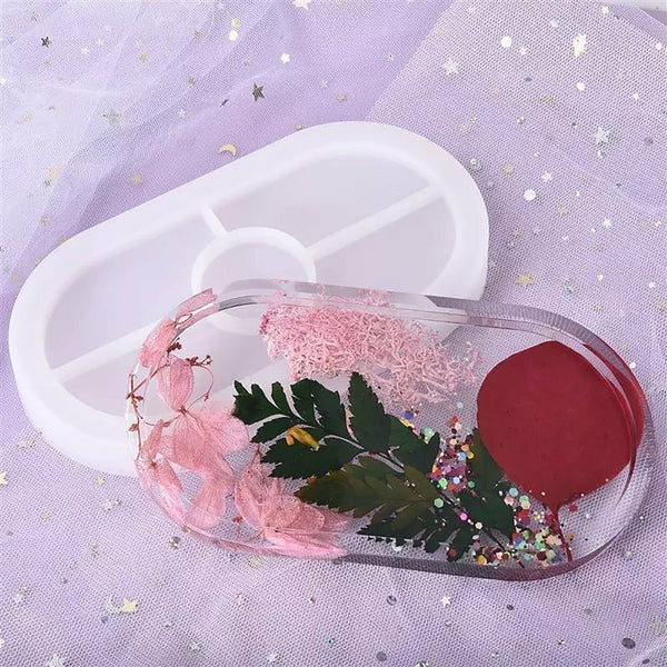 Silicone Oval Coaster Mold Tray Epoxy Resin Ashtray DIY Craft Jewelry Tray Mold