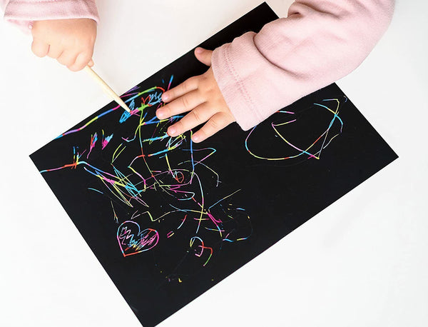 Scratch Paper Creative Art Rainbow Painting DIY Sketch bamboo pen kids Crafts