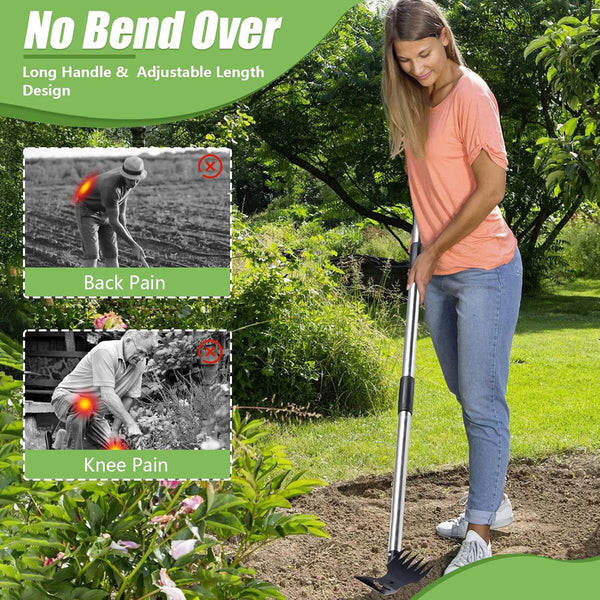 Stand Up Weed Puller Tool Long Handle Garden Weeder Root Remover