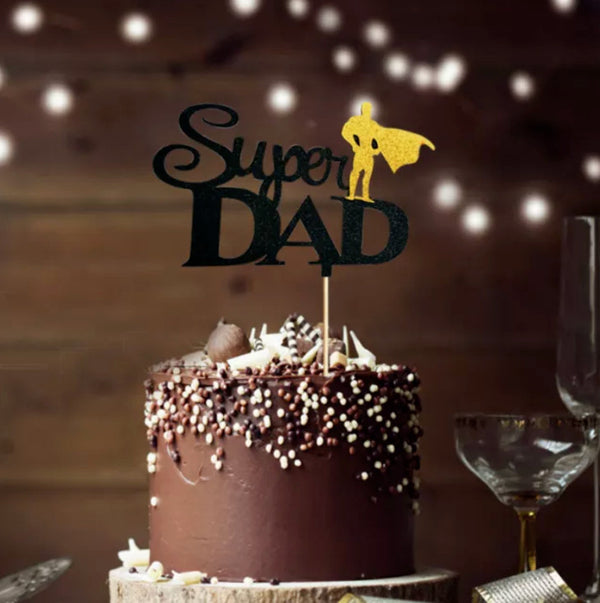Father's Day cake topper close up showing the Happy Father's Day design