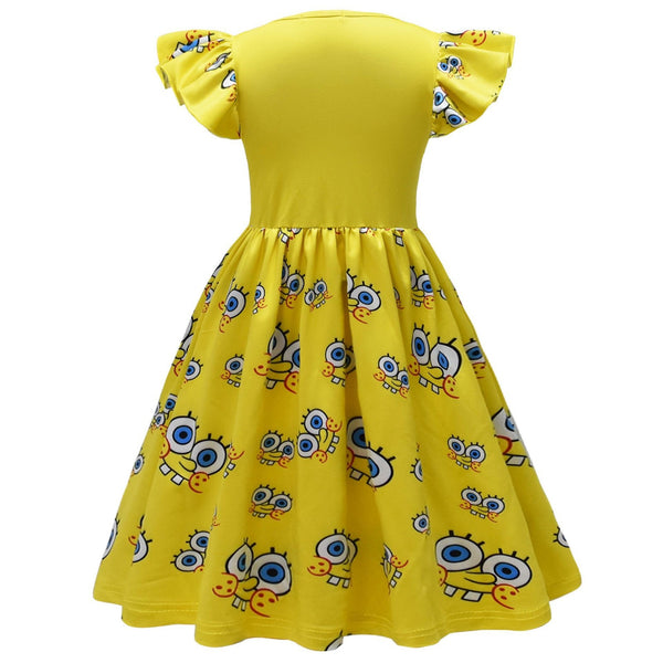 SpongeBob costume dress with flutter sleeves for girls, product view