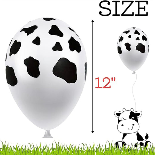 12PCS 30cm Cow Hide Print Latex Balloons Zoo Animal Country Holstein West Decor