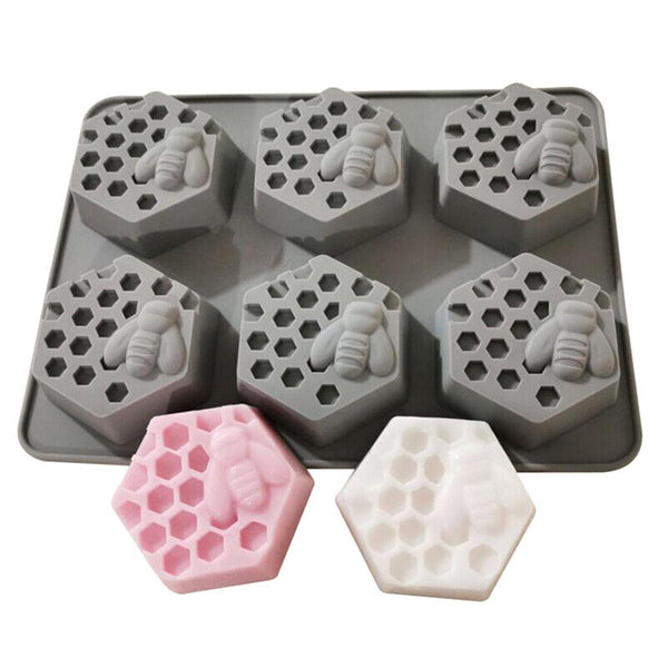 UP 4PCS Soap Mould Silicone mooncake Design Honey Bee 6 Cavity Ice Cube Mold AUS