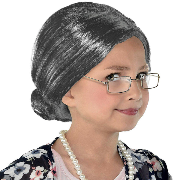 Grandma Old Lady Dress Up Set Granny Costume Wig 4 Pcs Adult & Kid Free Postage