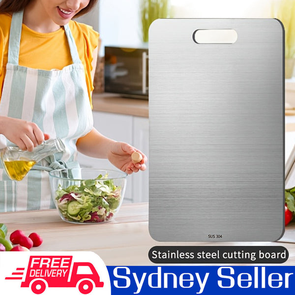 304 Steel Cutting Board Double-Sided Chopping Boards for Kitchen Camping 34x23cm