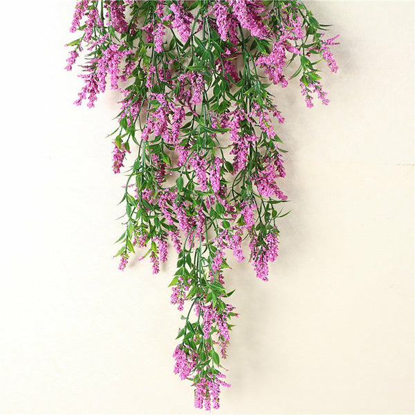 4PCS Hanging Artificial Plants Fake Lavender Home Porch Decor Party Vine Flower