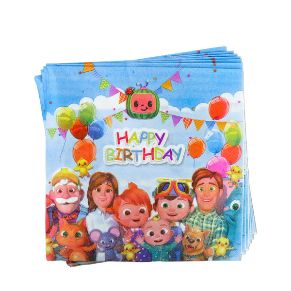 Cocomelon  Tableware Party Supplies Kids Birthday Banner Topper Balloon Plate