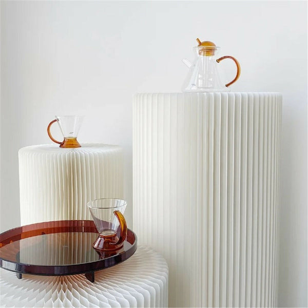 Plinth Cylinder Wedding Folding Hard Carboard Round Ripple Stand Acrylic Top DIY