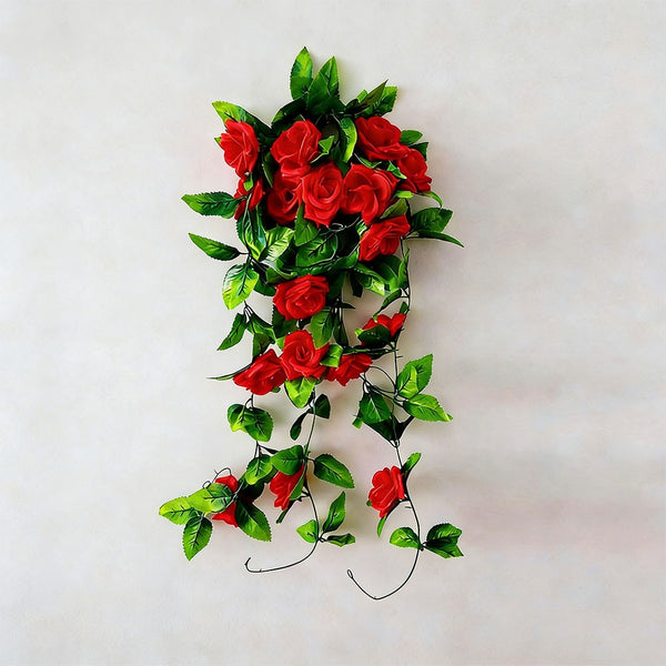 5pcs 2.4M Artificial Rose Garland Vine | Silk Hanging Flower Ivy for Wedding & Party Decor