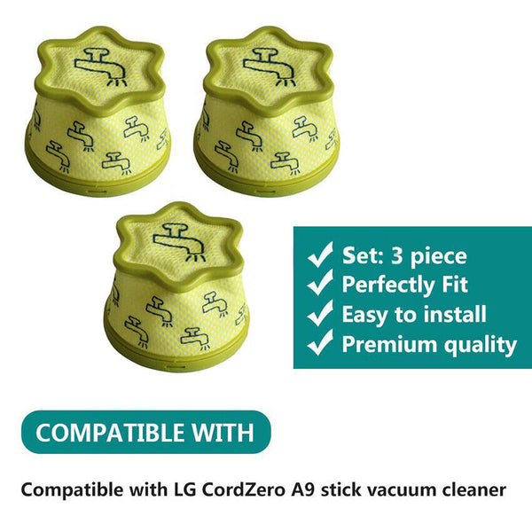 3PCS Pre Filter For LG Cord Zero A9 Stick Vacuum Replacement Filters Cleaner