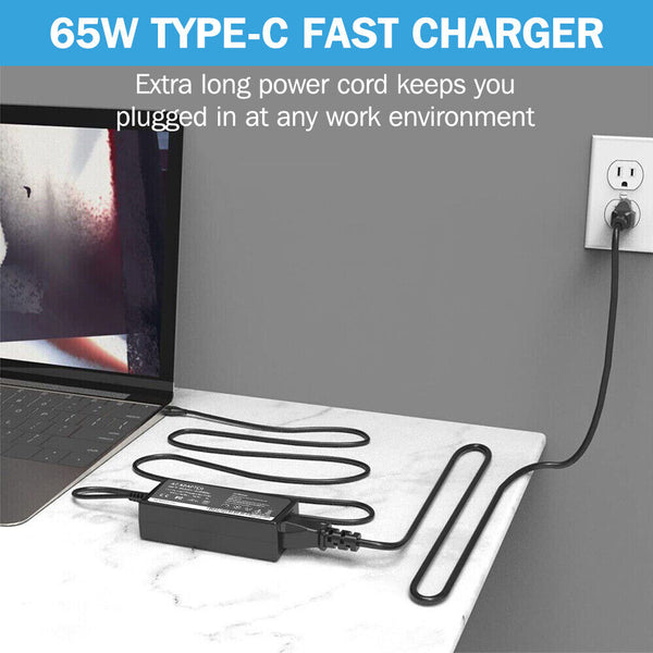 2pcs 65W USB-C Type-C Adapter Laptop Charger For Lenovo ThinkPad Acer Dell HP AU