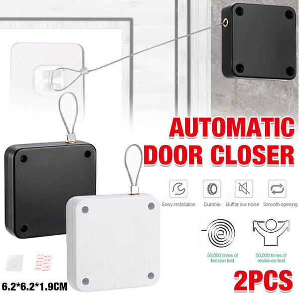 2x Punch-free Automatic Door Closer Sensor Auto for Home Kitchen Door Security