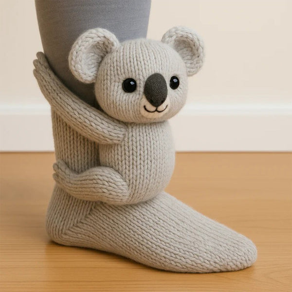 3D knitted animal detail on the ankle of the novelty socks