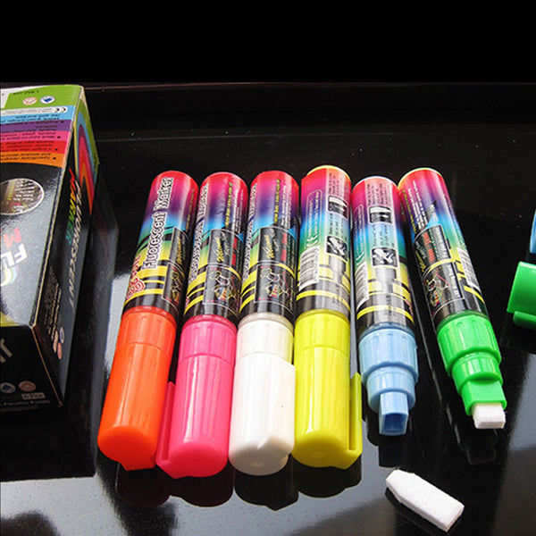 6 Colour 10MM Liquid Chalk Marker For Writing Board Glass Window Fluorescent Pen