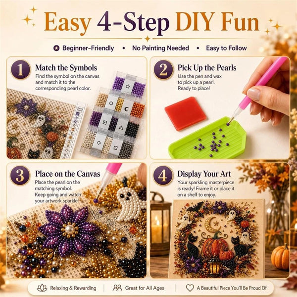 Halloween Ghost Pearl Art DIY Kit 3D Diamond Painting Craft Home Decor Gift