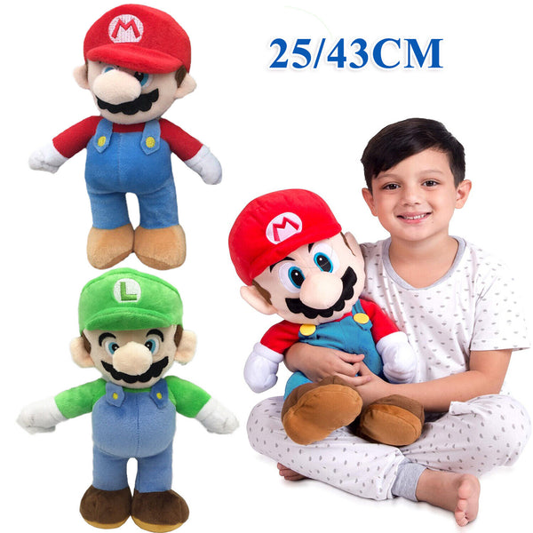 25/43cm Luigi Doll Super Mario Bros Plush Soft Toy Stuffed Animal Teddy