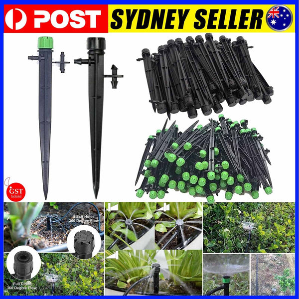 200pcs Adjustable Water Flow Irrigation Drippers on Stake Emitter Drip System