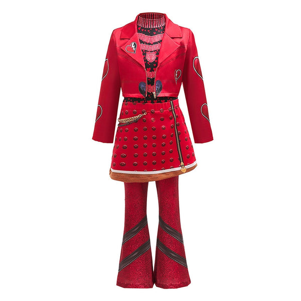 Red studded military jacket dress with skirt front view