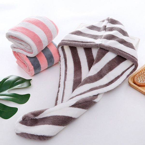 Fast Dry Microfibre Hair Towel Drying Turban Bath Head Wrap Hat Spa Cap AU Stock