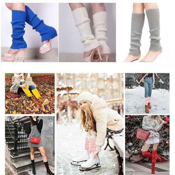 Women’s Knitted Leg Warmers 80s Dance Disco Party Costume Socks
