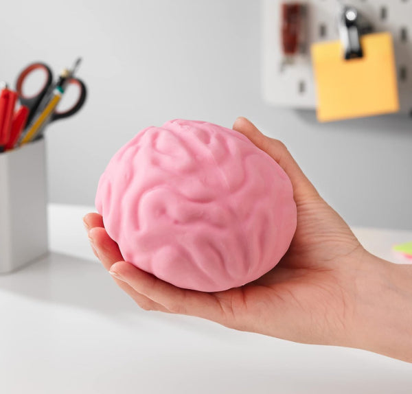 Brain stress ball size compared to a hand