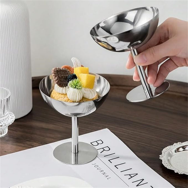 2PCS Stainless Steel Dessert Cups – Ice Cream & Sundae Bowls
