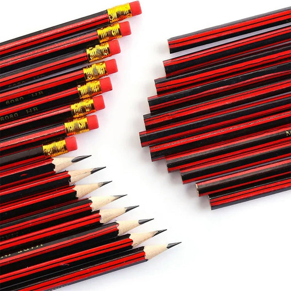 40PCS HB Graphite Wooden Pencils with Eraser Hexagon Writing Pencil Set
