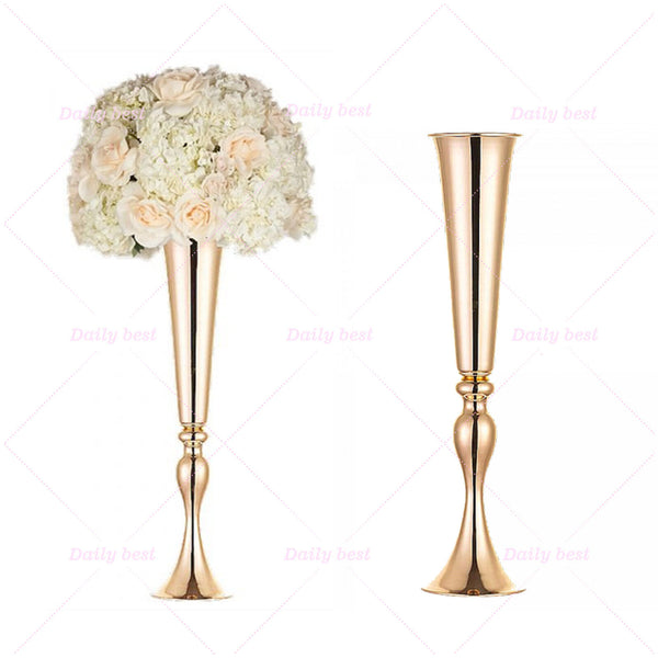 76cm Gold Mermaid Horn Vase Iron Centrepiece Flower Vase Party Wedding Pot Decor