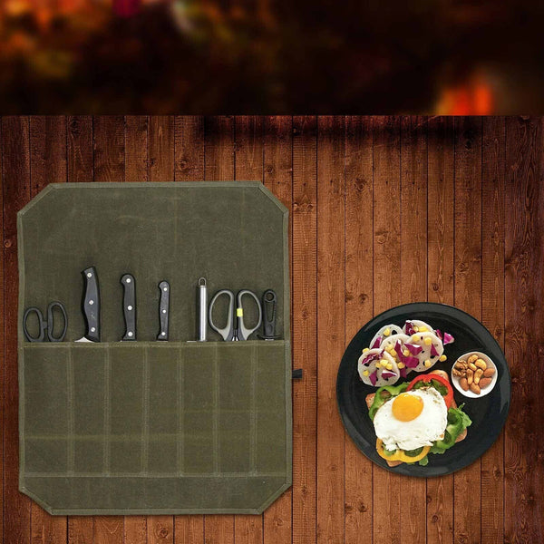 7 Slot Japanese Chef Knife Roll Bag Waxed Canvas Knife Carry Bag Storage Case AU