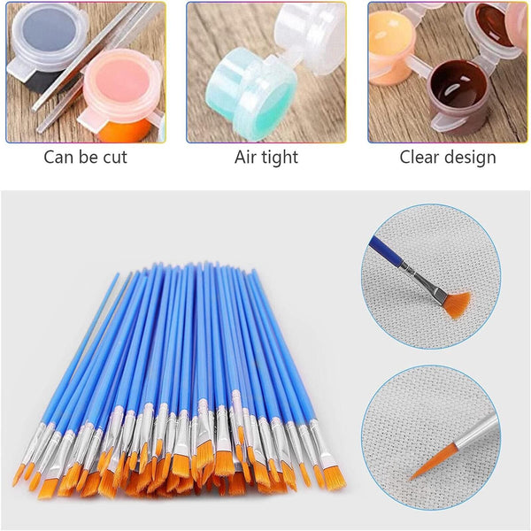 Bulk Flat Fine Paint Brushes Small Brush Empty Paint Pots Strips Art Festivals