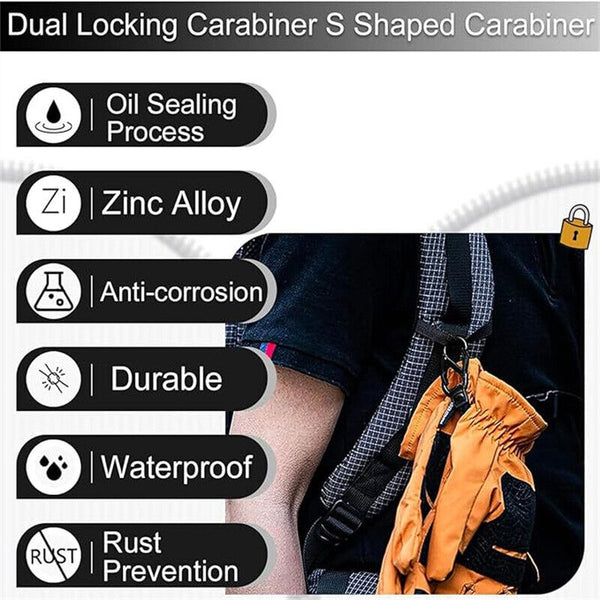 Cable Carabiner Camping Hiking Hook Chain Key S-Ring Lock Clip Holder NEW