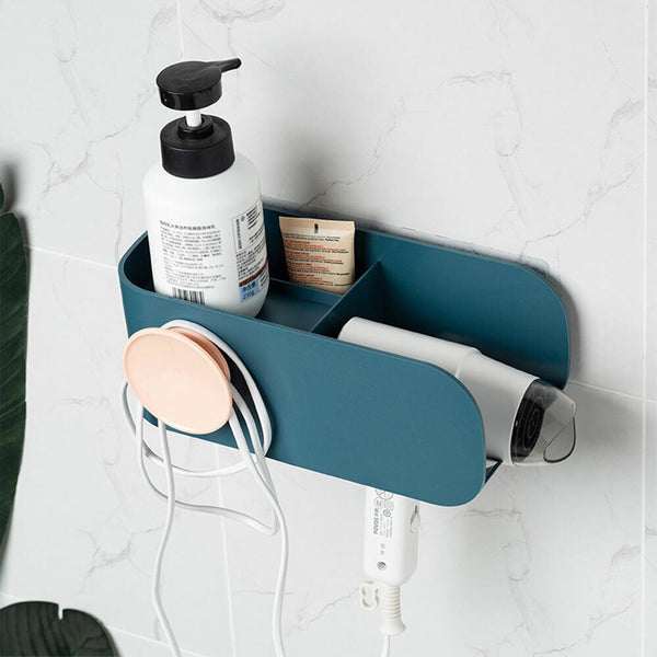 Hair Dryer Wall Mounted Stand Punch free Organizer Comb Holder Rack Bathroom Set