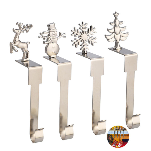 4 Pcs Christmas Stocking Hanger Fireplace Clip Metal Holder Hooks Xmas Tools AU