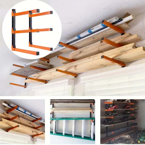 2pcs Wall Mounted Lumber Storage Rack | Heavy Duty Metal Wood & Firewood Storage Brackets
