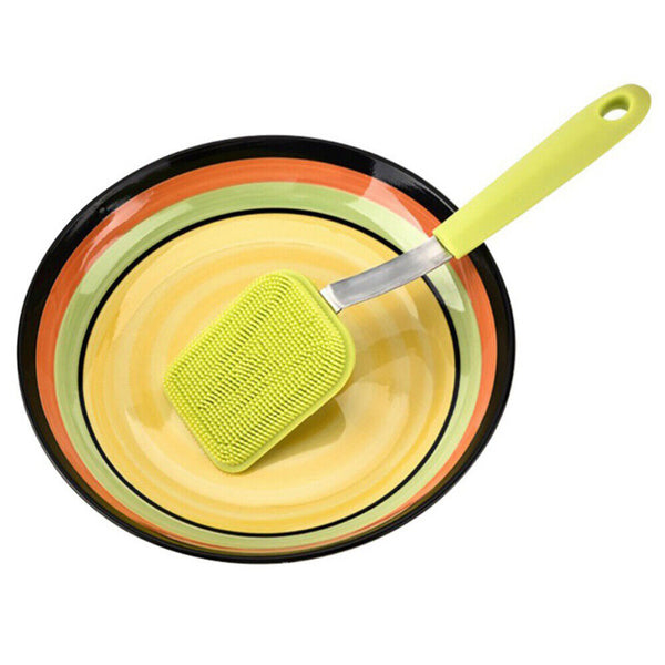 Kitchen Cleaner Tool Silicone Washing Sponge Long Handle Cleaning Brushes Dish